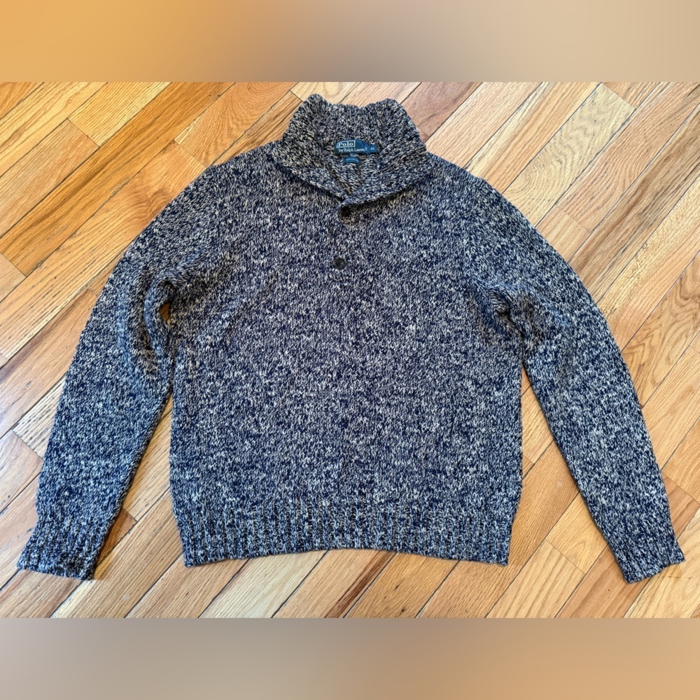 VTG Polo Ralph Lauren Men’s Size XL Chunky Knit Button Neck Pullover Sweater - Picture 6 of 13
